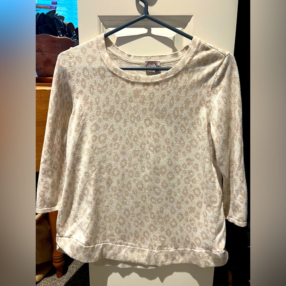 Thin sweater, 3/4 sleeves leopard print chicos